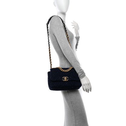 Chanel Tweed Sequin Quilted Medium Chanel 19 Flap Blue Multicolor 2 of 12