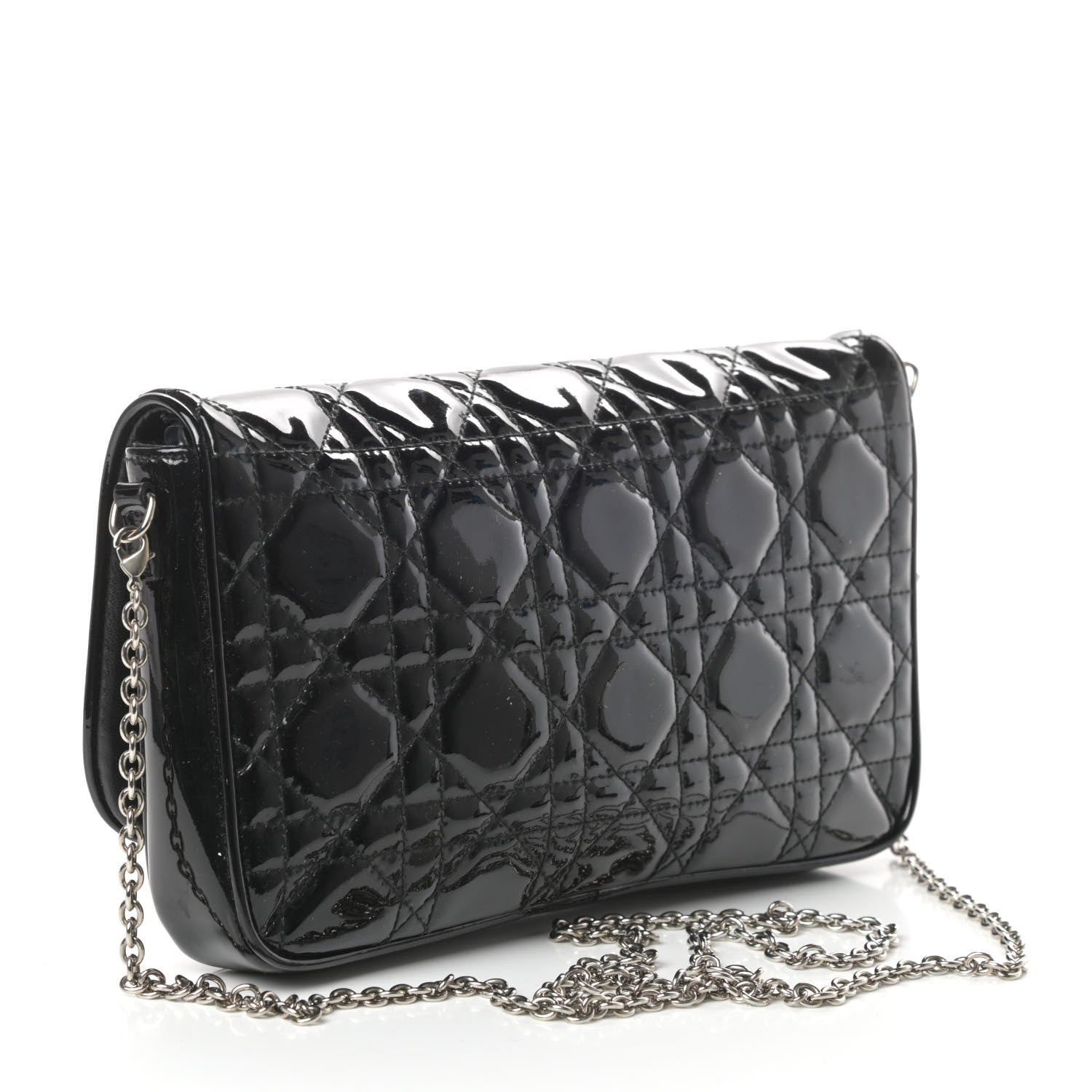 Christian Dior Patent Cannage Wallet on Chain Pouch Black 2 of 8