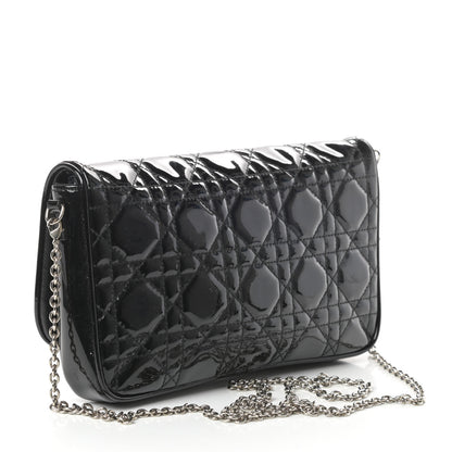 Christian Dior Patent Cannage Wallet on Chain Pouch Black 2 of 8