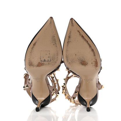 Valentino Garavani Patent Nappa Rockstud Ankle Strap 65mm Pumps 37 Black Poudre 7 of 9