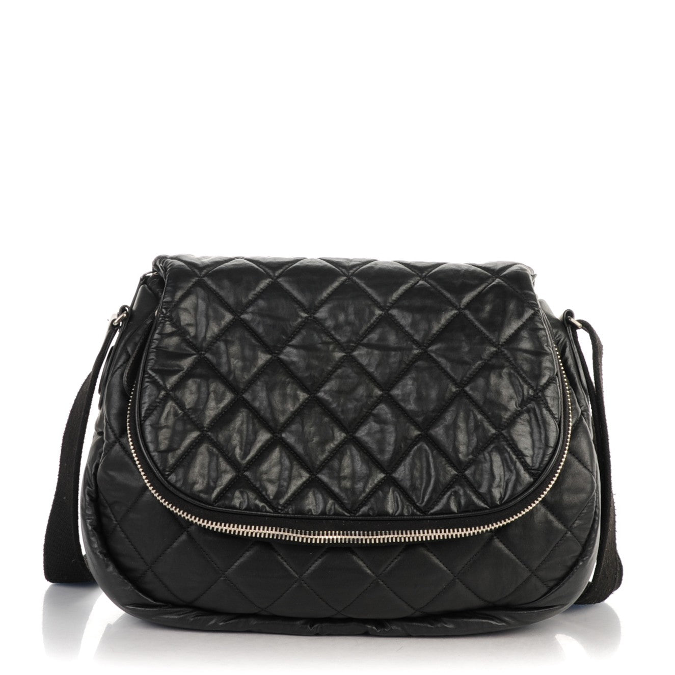 Chanel Coated Canvas Quilted Expandable Messenger Black 1 of 7