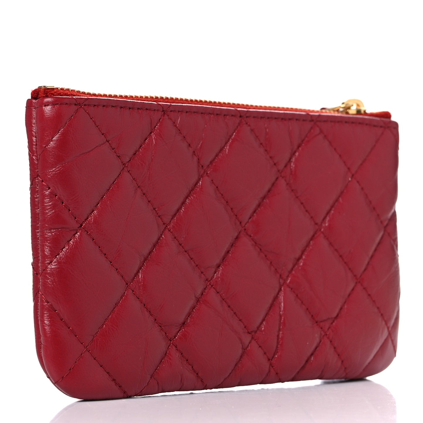 Aged Calfskin Quilted Small Reissue Cosmetic Case Red