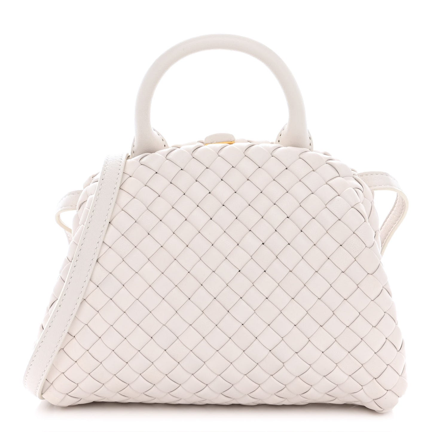 Nappa Intreccio Mini Padded Handle Bag Chalk