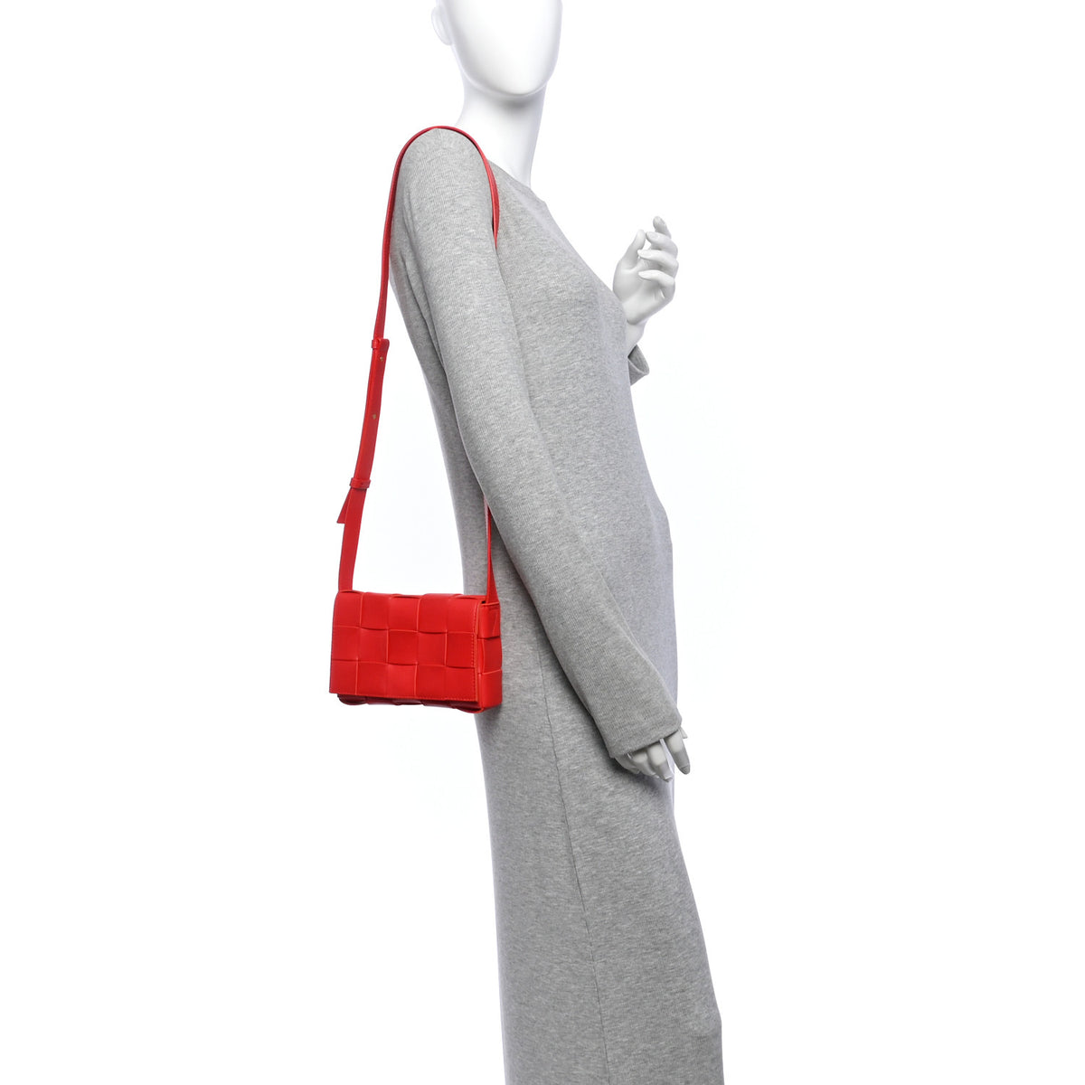 Lambskin Maxi Intrecciato Small Cassette Crossbody Bag Redstone