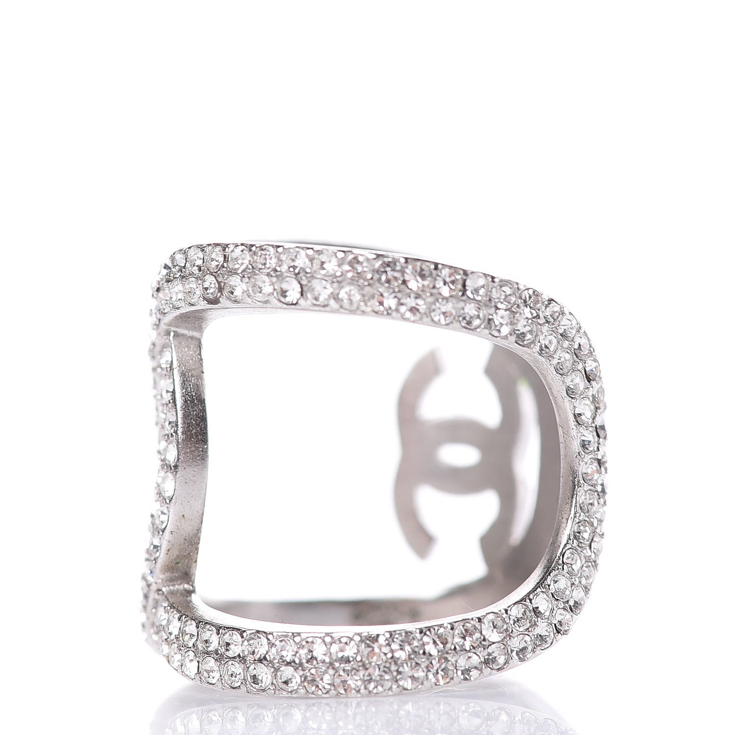 Chanel Crystal CC Ring 5.5 Silver 3 of 5