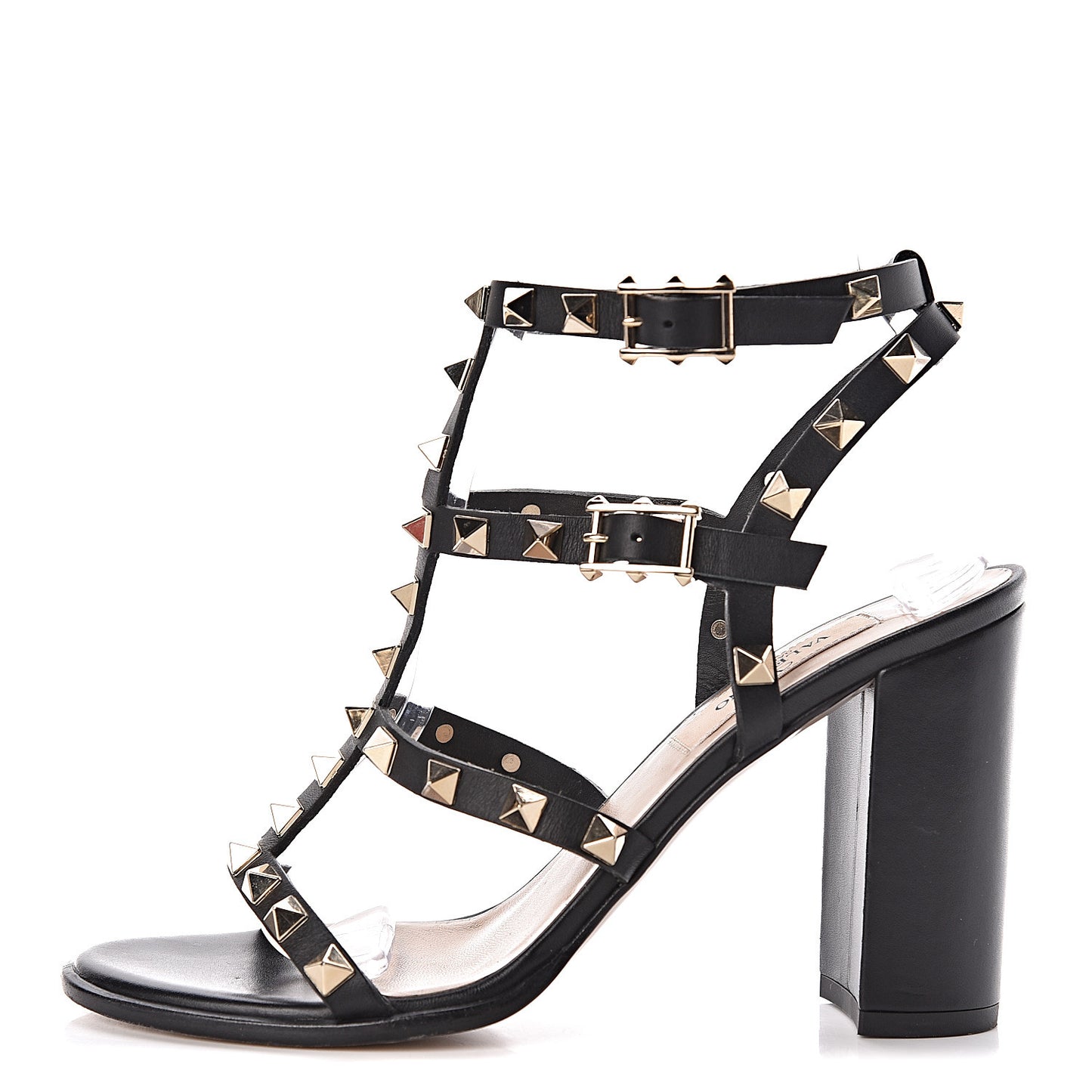 Calfskin Rockstud 90mm City Sandals 36 Black