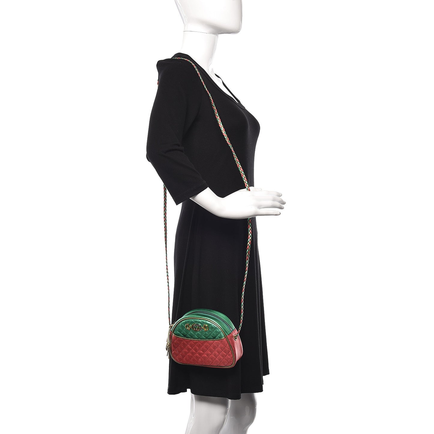 Laminated Nappa Trapuntata Mini Zumi Dome Shoulder Bag Rosso Jasmine Green Rame
