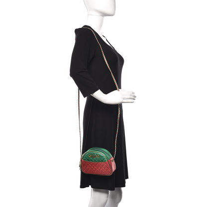 Gucci Laminated Nappa Trapuntata Mini Zumi Dome Shoulder Bag Rosso Jasmine Green Rame 2 of 9