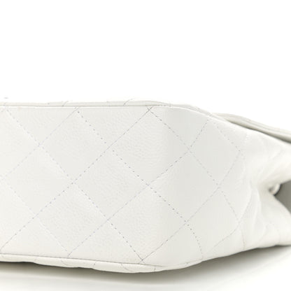 Chanel Caviar Quilted Jumbo Single Flap White 10 of 11