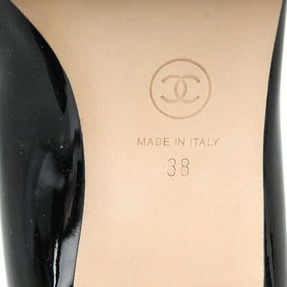 Chanel Patent Calfskin Cap Toe Ballerina Flats 38 Black 6 of 7