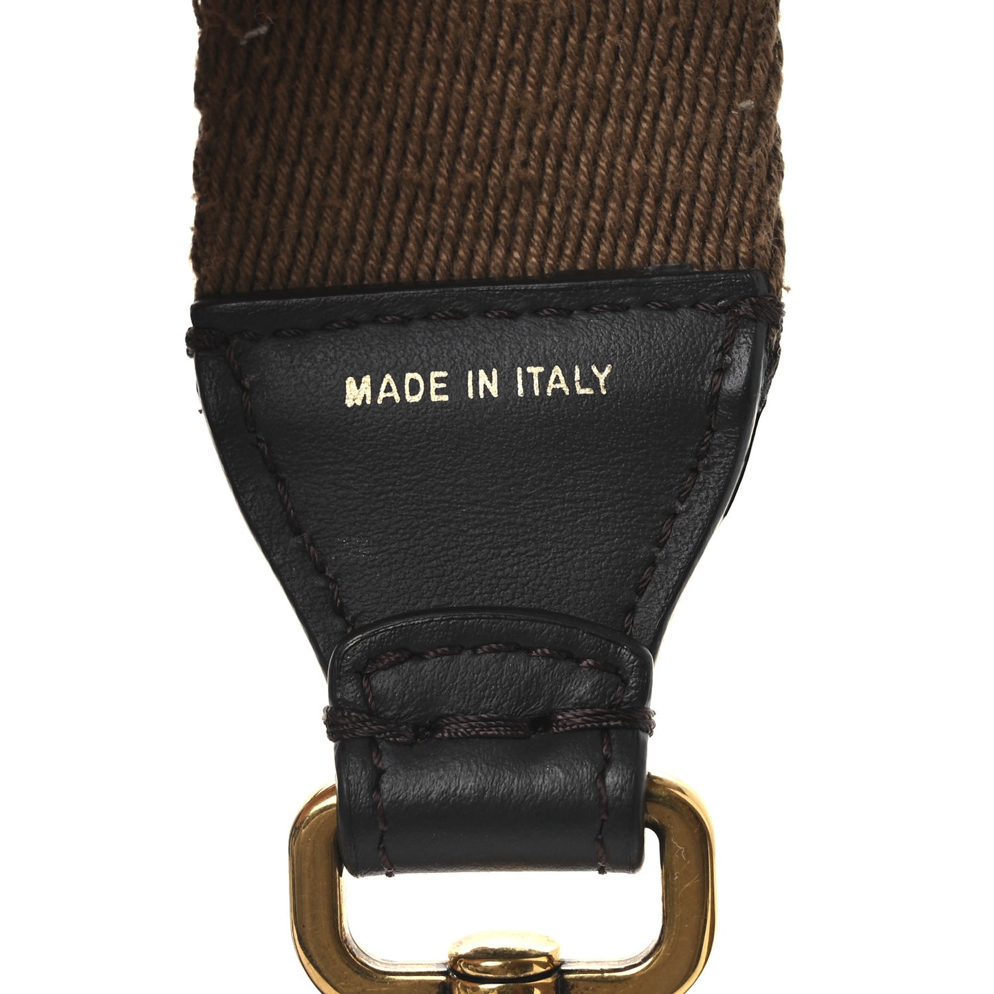 Ribbon Vitello Century FF 1974 Flat Studded Strap You Fango Marrone Ebano