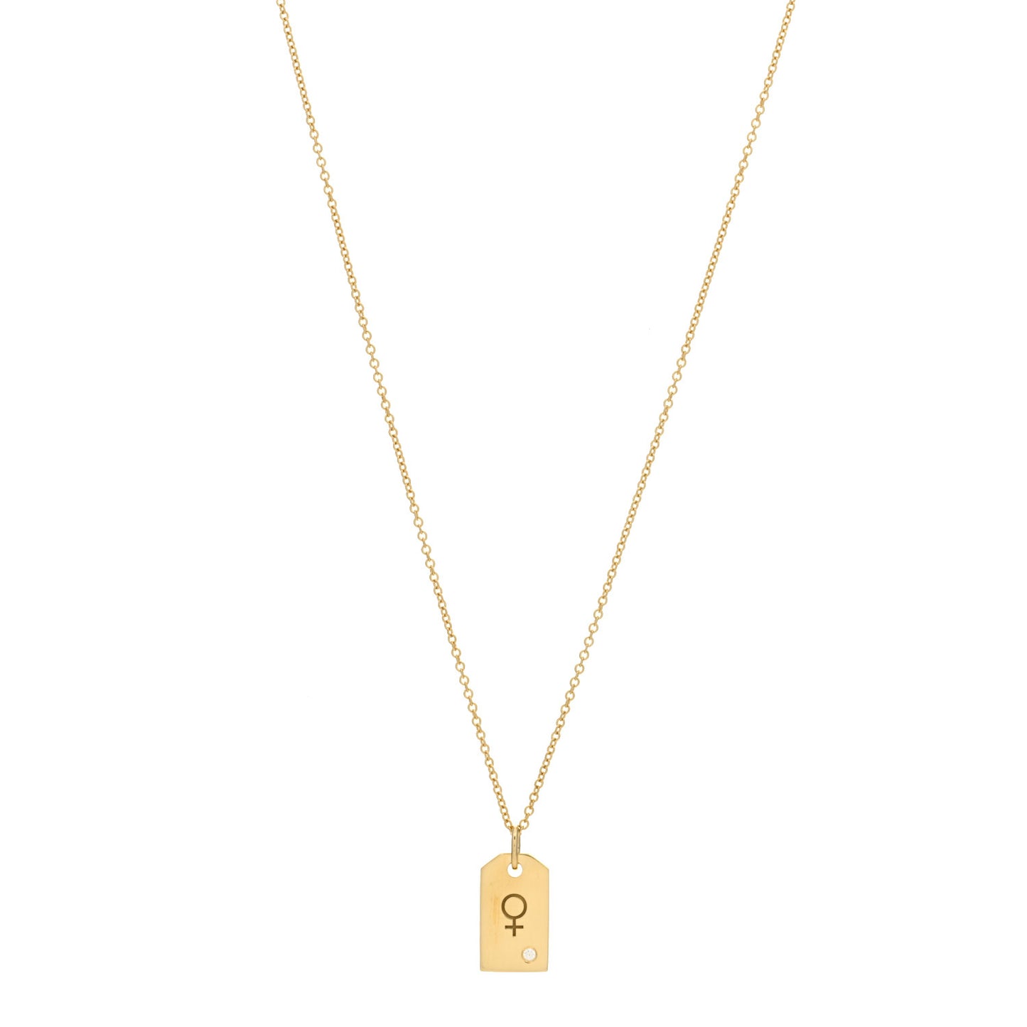 18K Yellow Gold Diamond Mini Tag Pendant Necklace