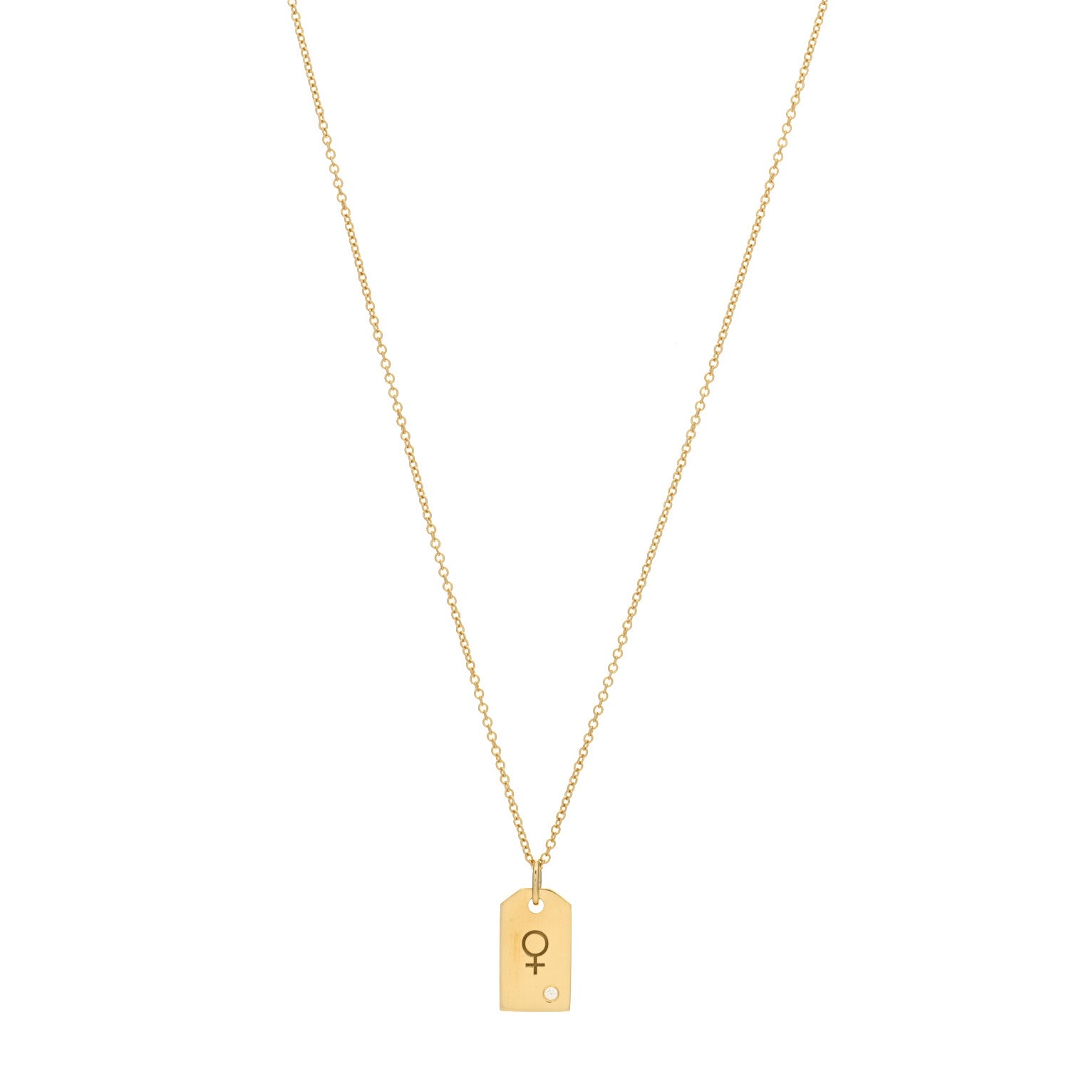 Tiffany 18K Yellow Gold Diamond Mini Tag Pendant Necklace 1 of 3