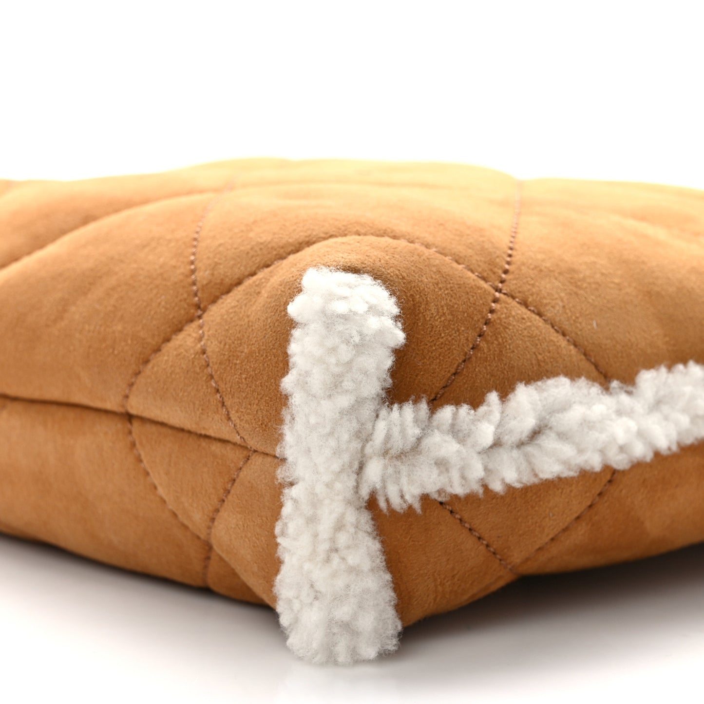Suede Shearling Quilted Small Chanel 22 Brown White
