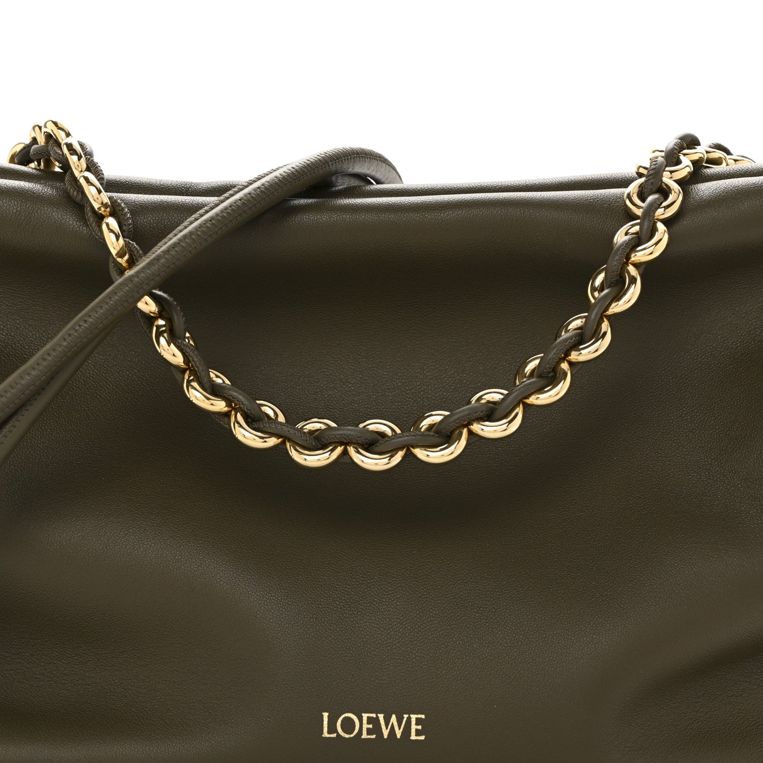 Loewe Mellow Nappa Medium Donut Chain Flamenco Knot Clutch Dark Khaki 8 of 12