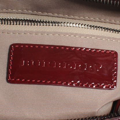 Burberry Patent Supernova Check Stars Small Hernville Hobo Berry Red 6 of 10