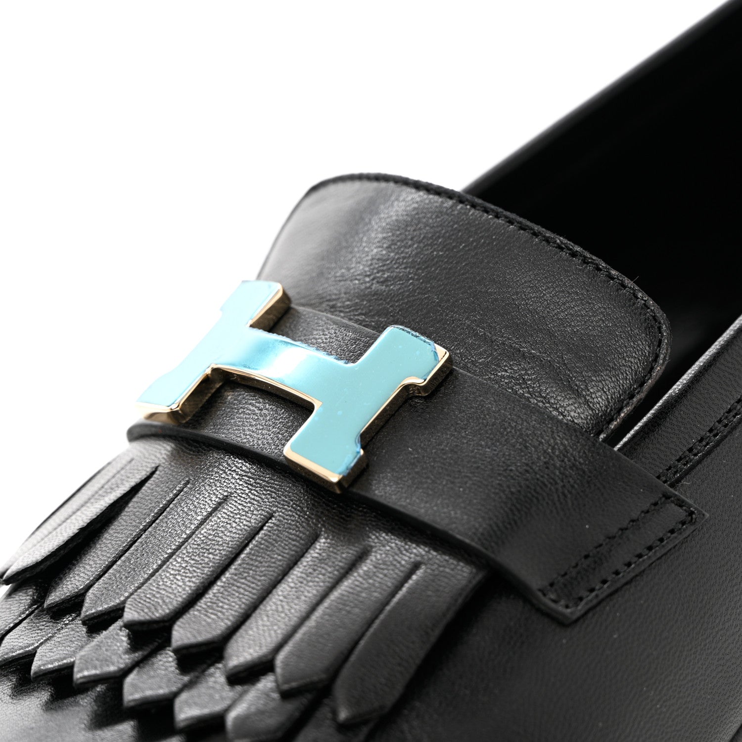Hermes Goatskin Womens Royal Loafers 38 Black 9 of 11