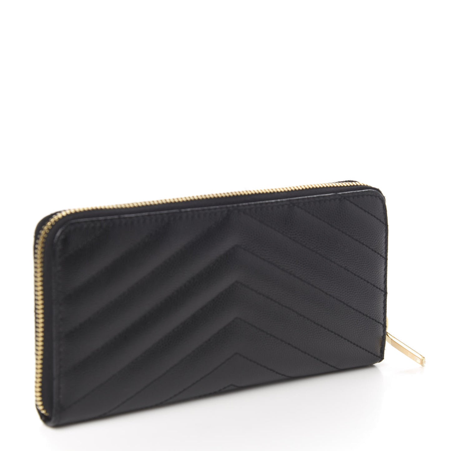 Grain De Poudre Matelasse Chevron Monogram Zip Around Wallet Black