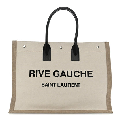 Saint Laurent Linen Calfskin Rive Gauche Tote Greggio Natural 1 of 11