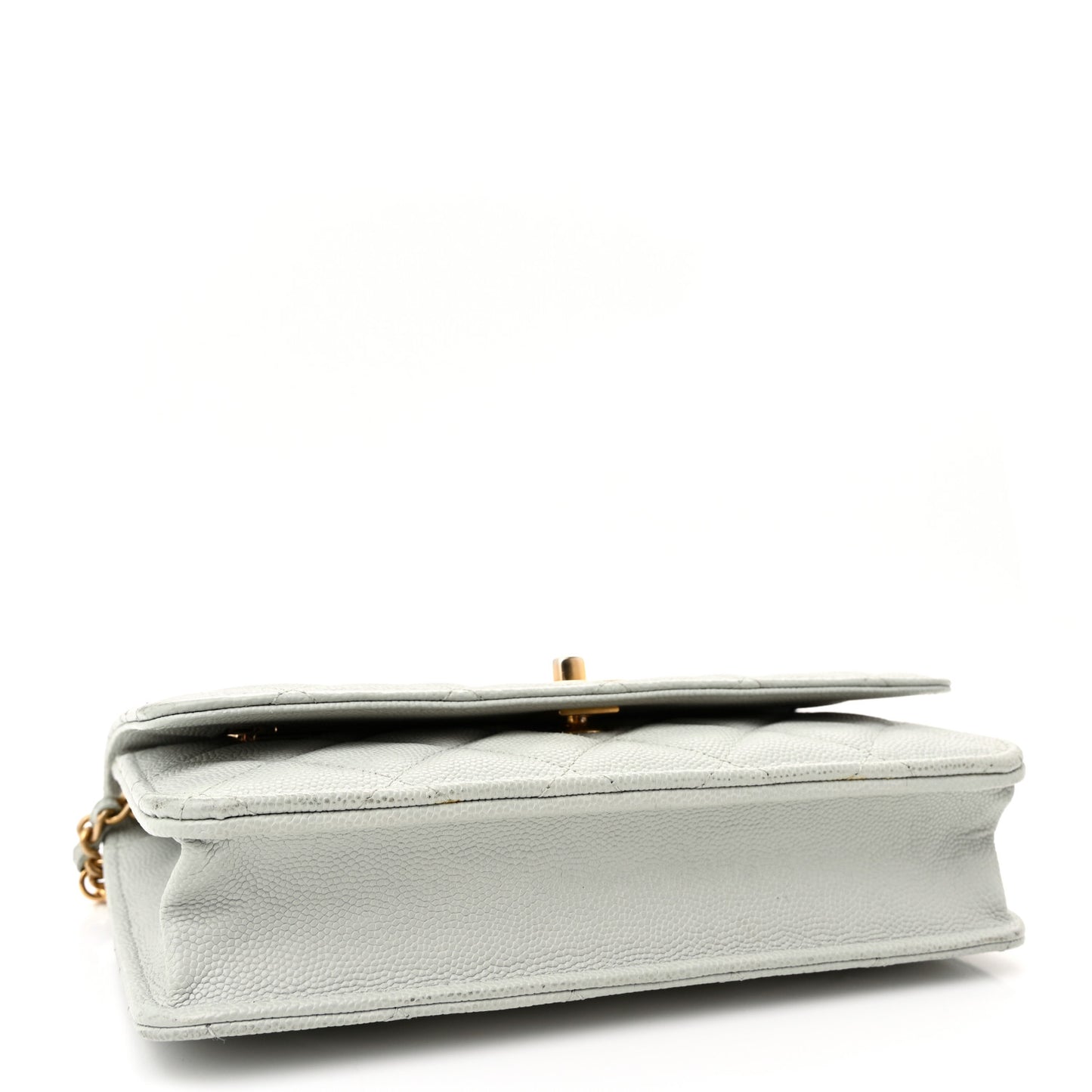 Caviar Quilted Medallion Wallet on Chain WOC Light Grey