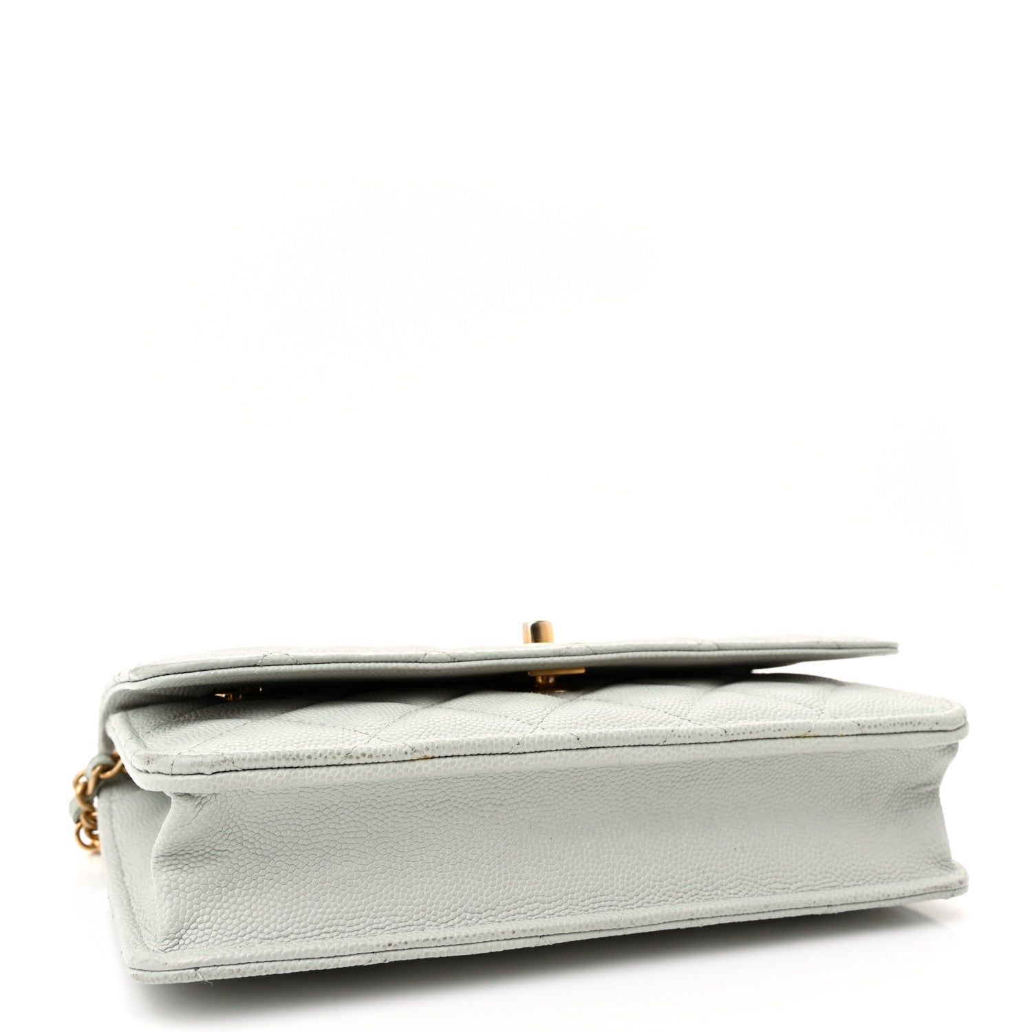 Chanel Caviar Quilted Medallion Wallet on Chain WOC Light Grey 4 of 12
