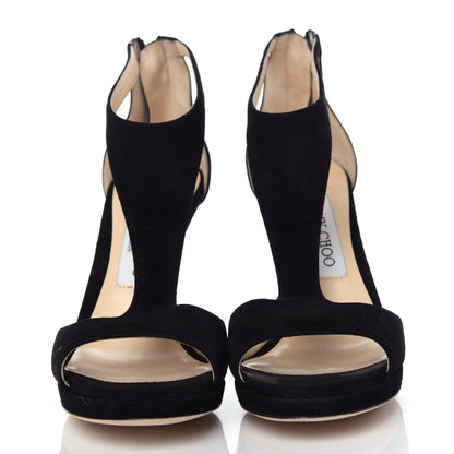 Jimmy Choo Suede Lana 100 Sandals 36.5 Black 2 of 10