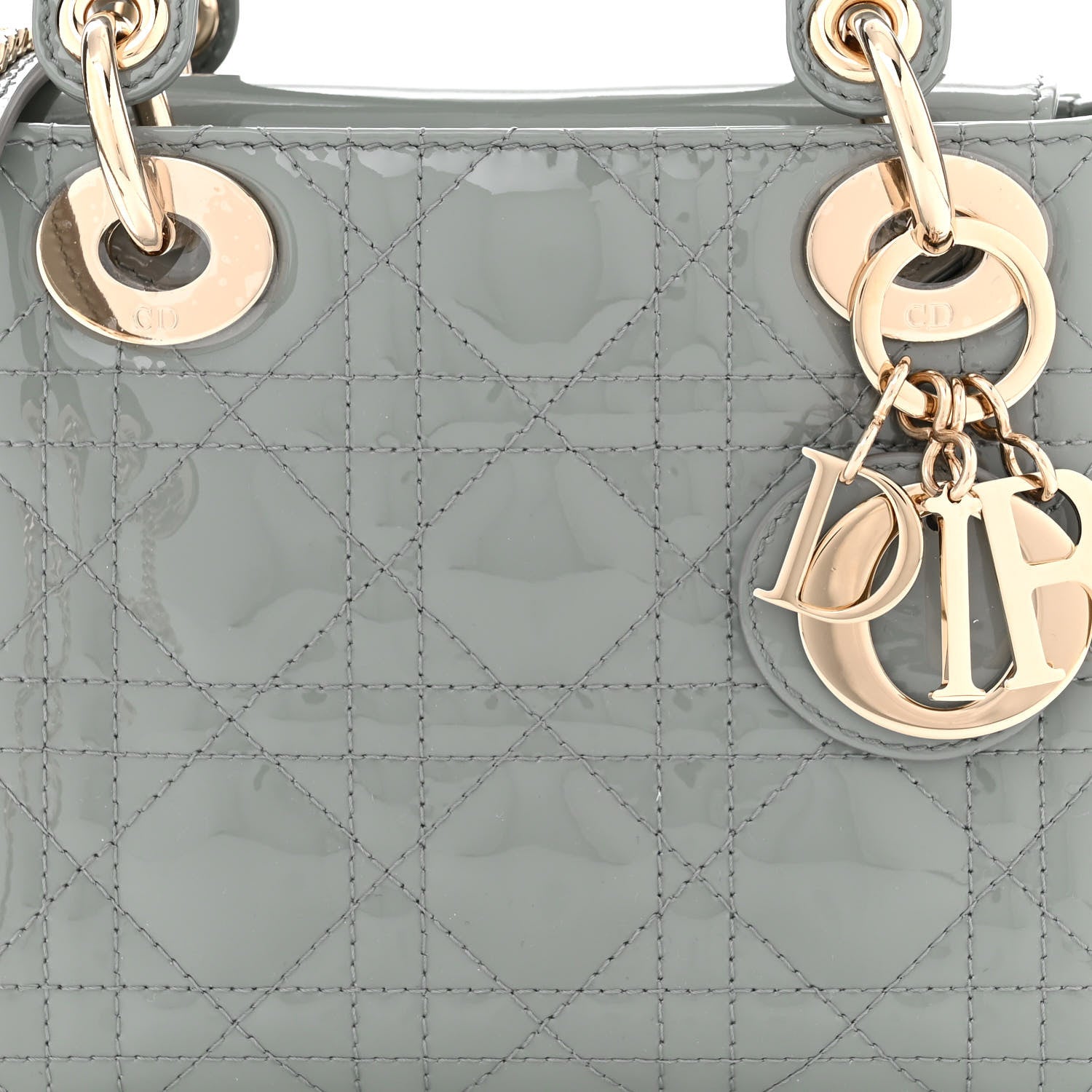 Christian Dior Patent Cannage Mini Lady Dior Grey Stone 8 of 11