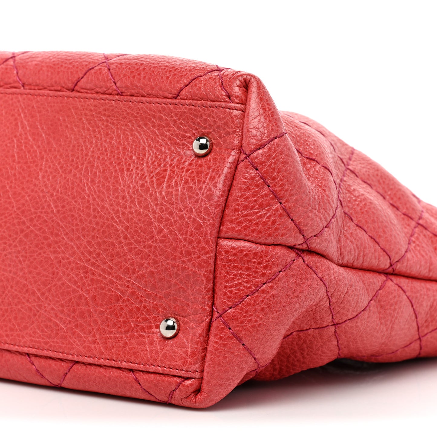 Glazed Calfskin Large On The Road Tote Red