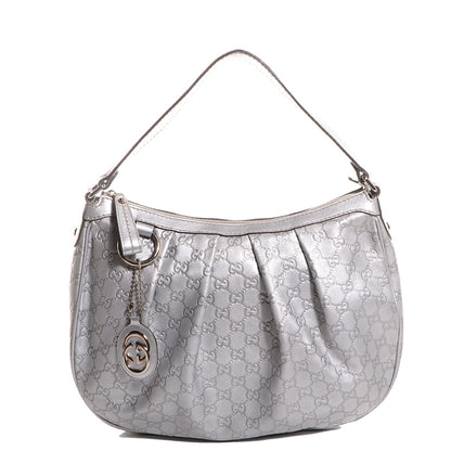 Gucci Metallic Guccissima Medium Sukey Hobo Silver 1 of 9