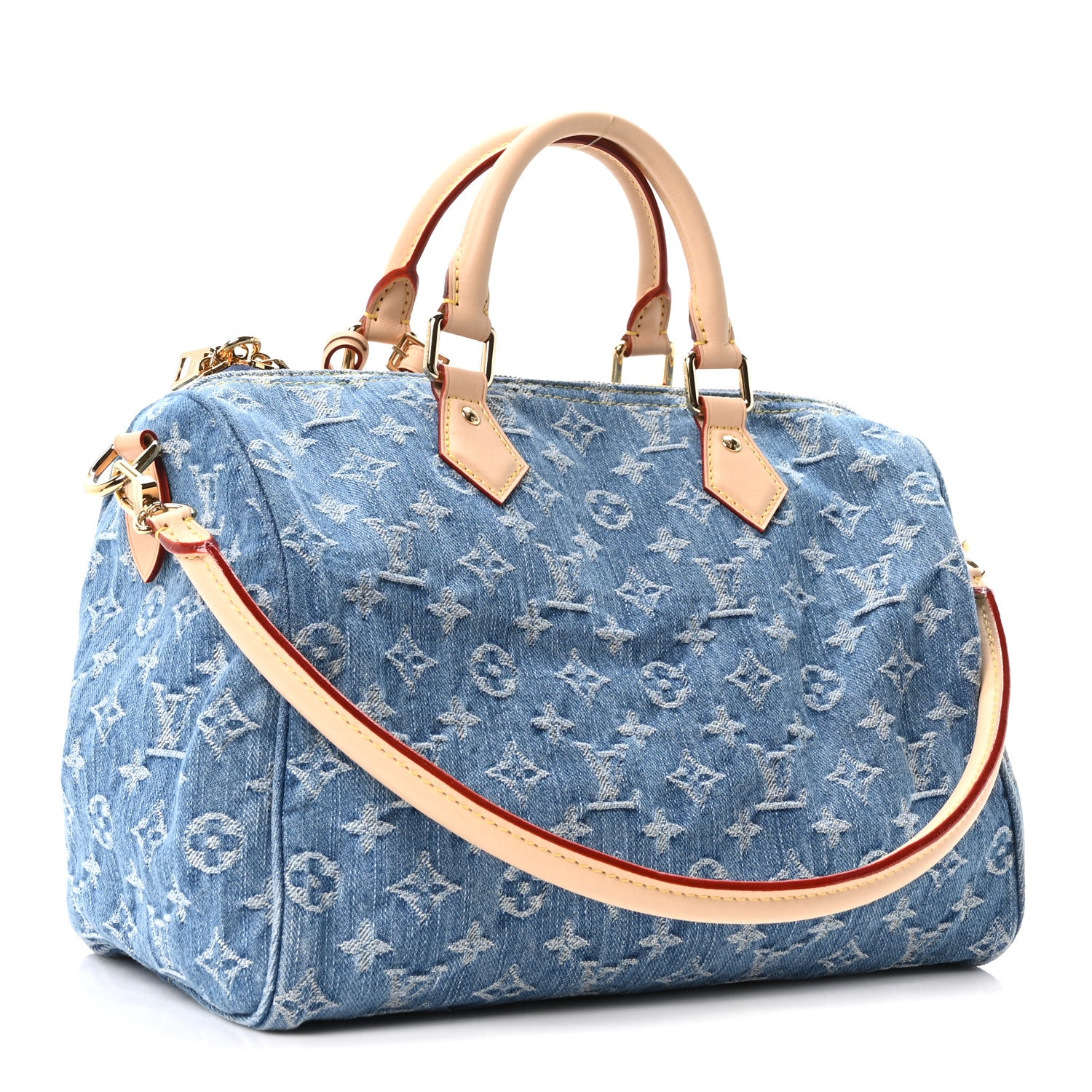 Louis Vuitton Monogram Denim Speedy Soft 30 Blue 3 of 10
