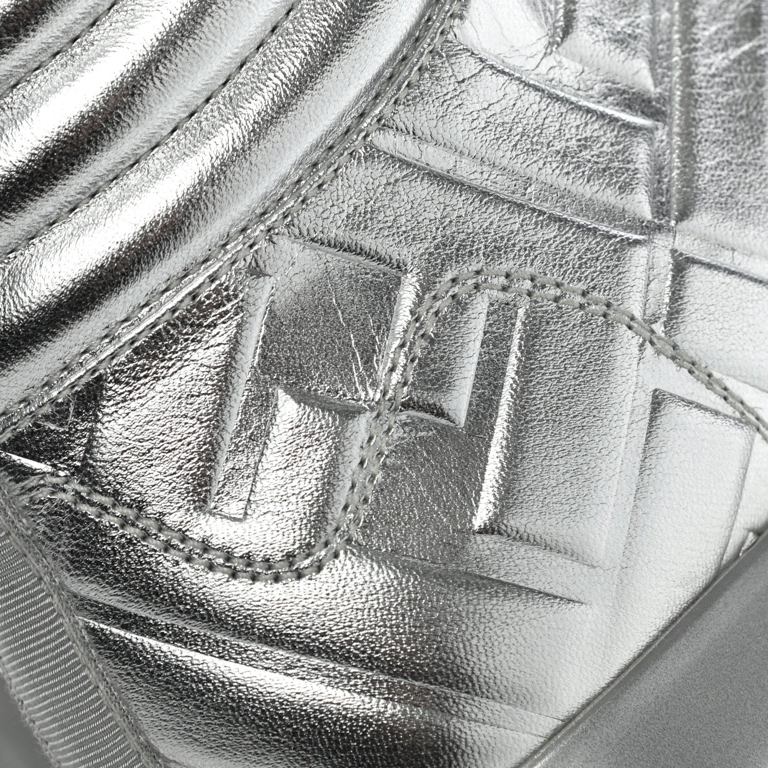 Fendi X NICKI MINAJ Metallic Nappa Macro FF Embossed Prints On High Top Sneakers 37 Silver 7 of 11