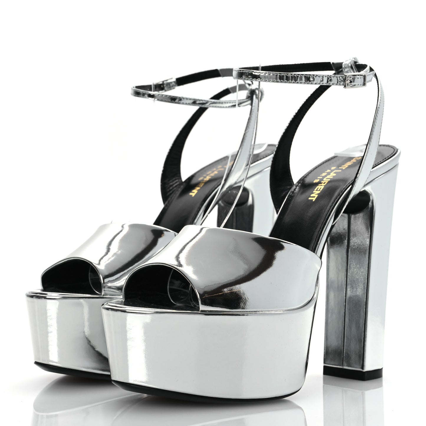 Metallic Patent Sexy 95 Tanouk Platform Sandals 37 Argento