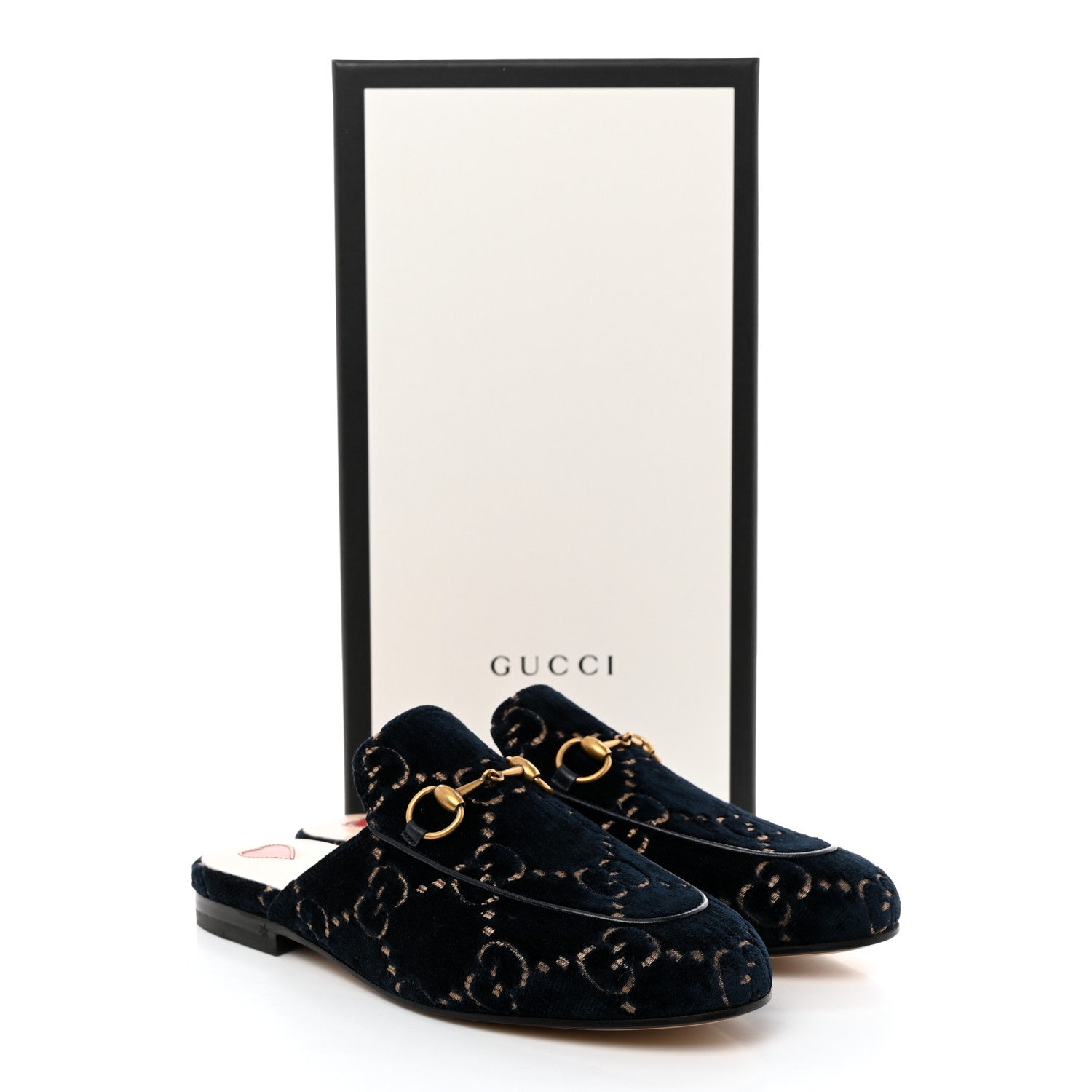 Gucci Velvet GG Monogram Womens Princetown Slippers 35.5 Blue Beige 9 of 9