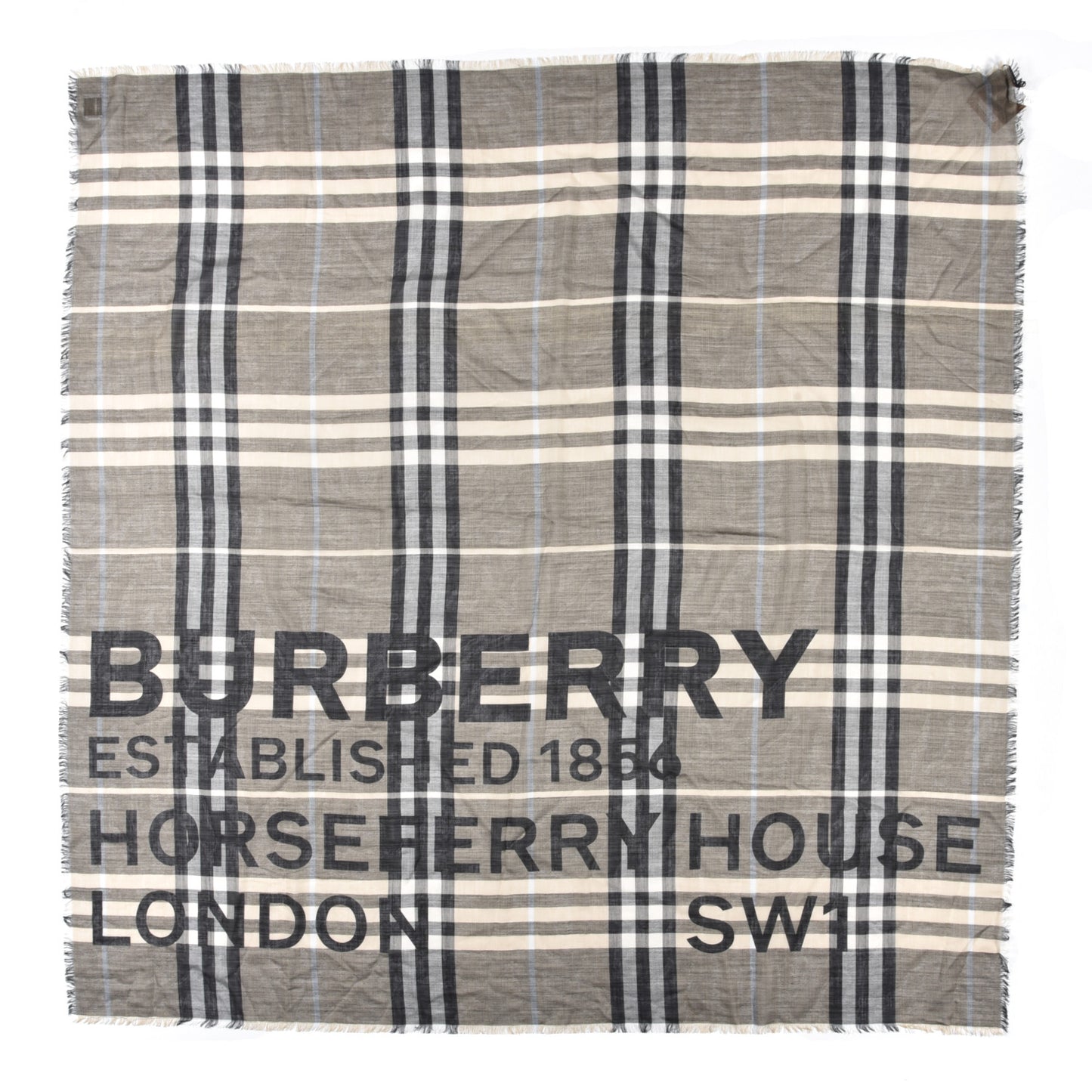 Wool Horseferry Print Scarf Gray