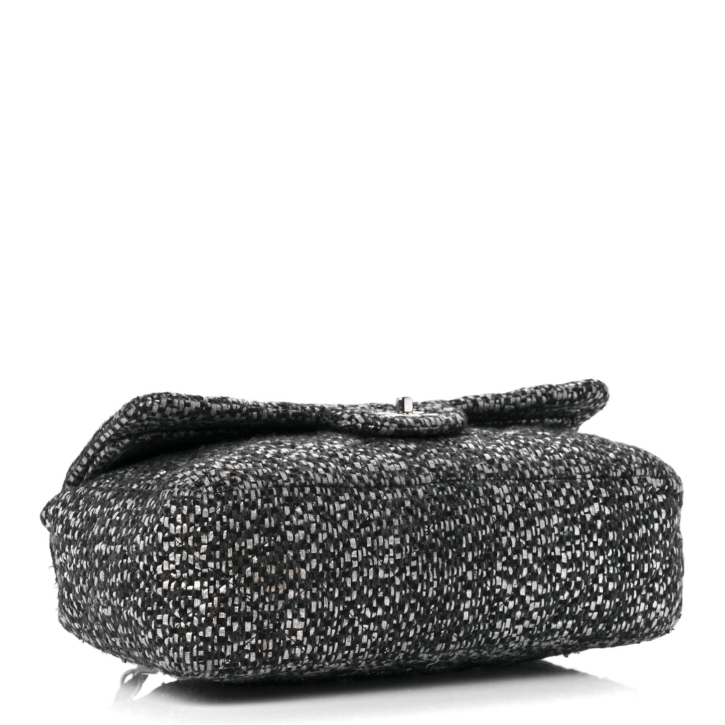 Sequin Tweed Jumbo Double Flap Black Grey