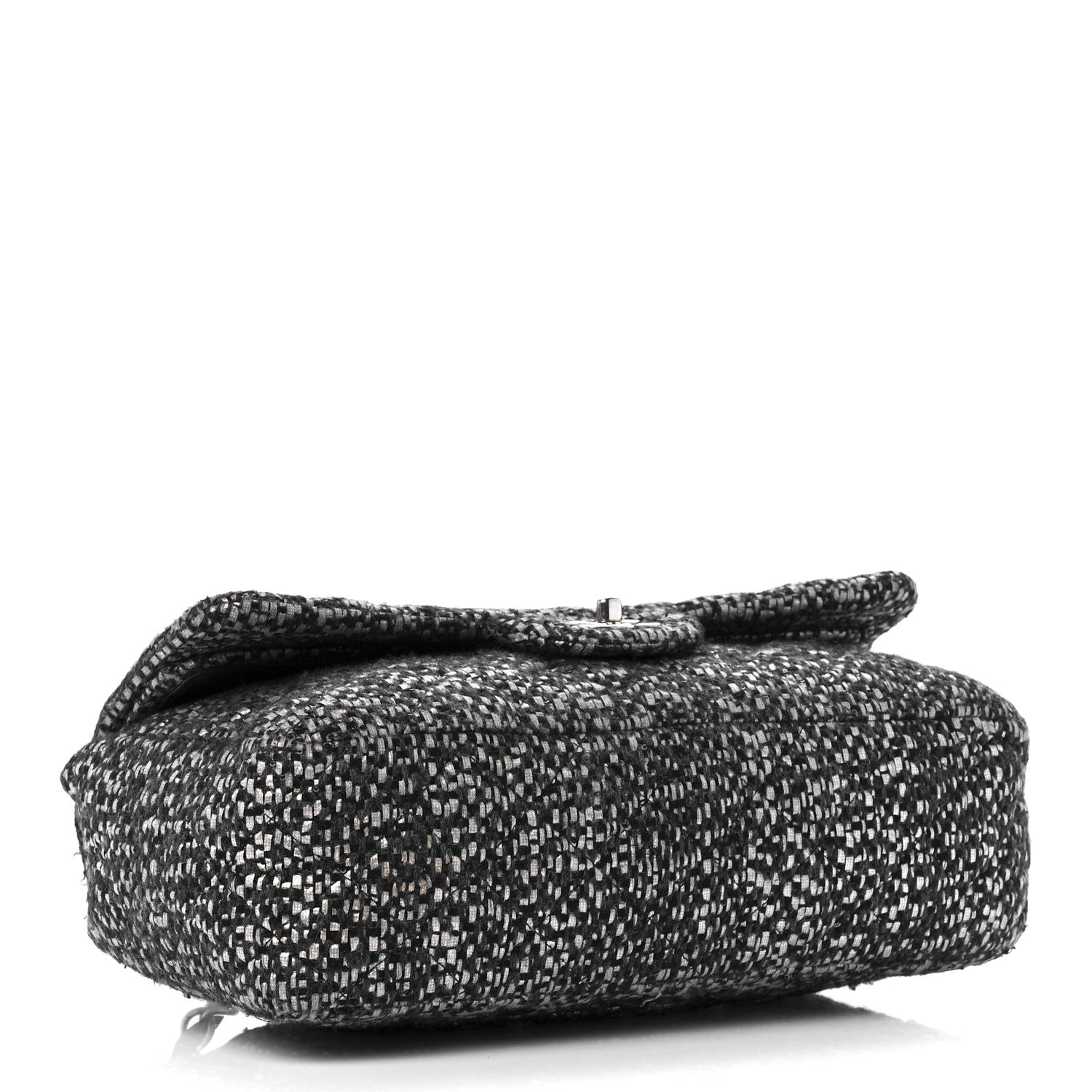 Chanel Sequin Tweed Jumbo Double Flap Black Grey 4 of 12