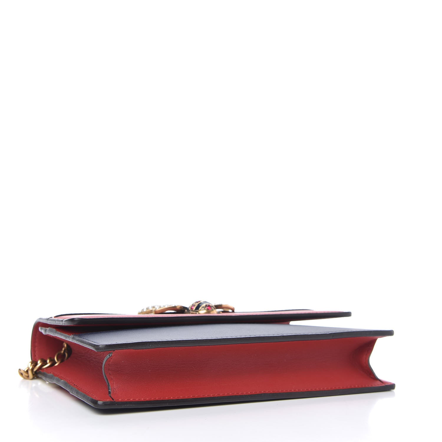 Gucci Calfskin Queen Margaret Chain Wallet Blue Agata Hibiscus Red Mystic White 4 of 9
