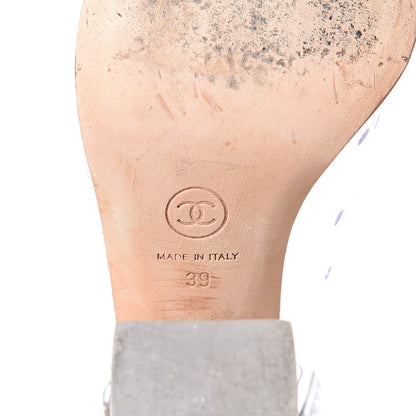 Chanel Calfskin PVC Peep Toe Sandals 39 Transparent Silver 9 of 9