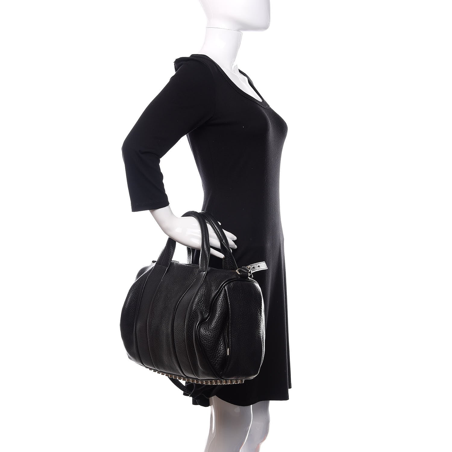 Alexander Wang Pebbled Lambskin Rocco Black Rose Gold Hardware 3 of 10