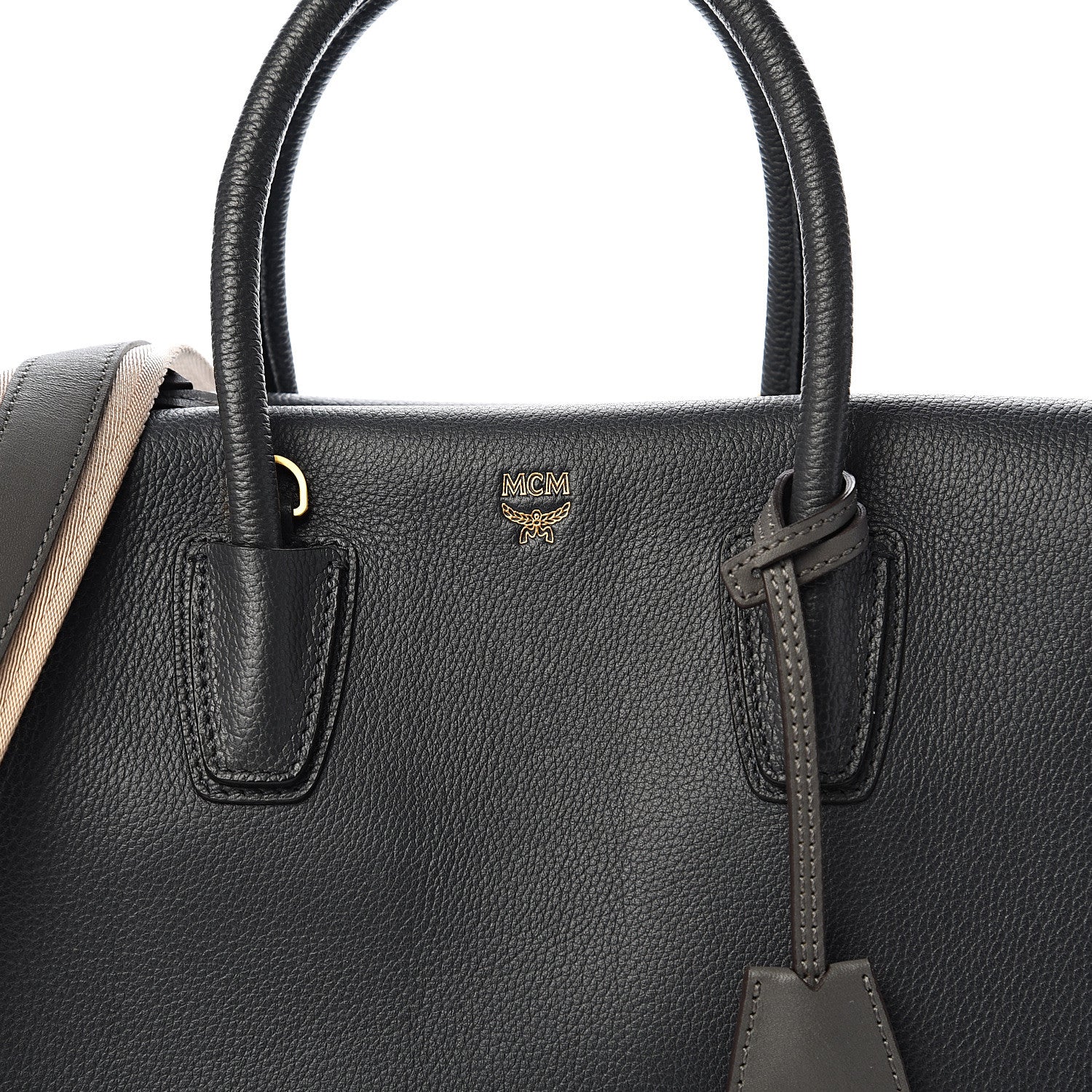 MCM Grained Calfskin Medium Milla Tote Phantom Grey 9 of 9