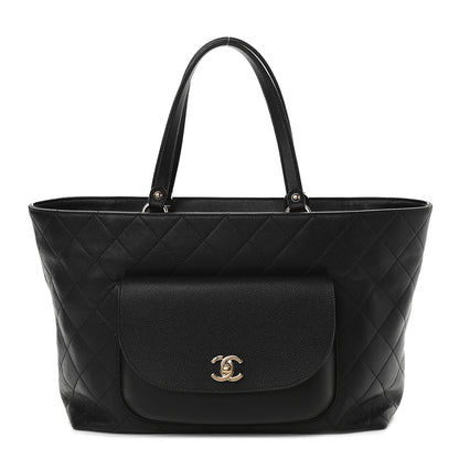 Chanel Sheepskin Caviar Quilted Large Shopping Tote Black 1 of 9