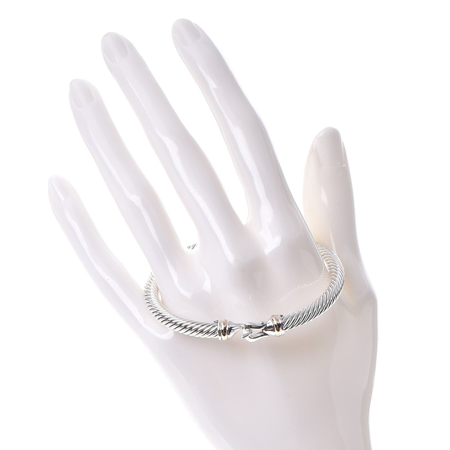 Sterling Silver 18K Yellow Gold 5mm Cable Classic Buckle Bracelet