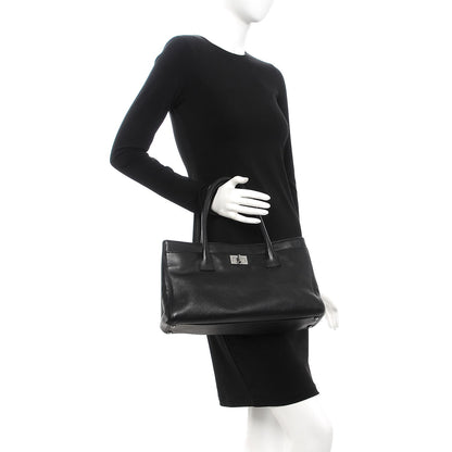 Chanel Calfskin Mademoiselle Lock Cerf Shopper Tote Black 2 of 15