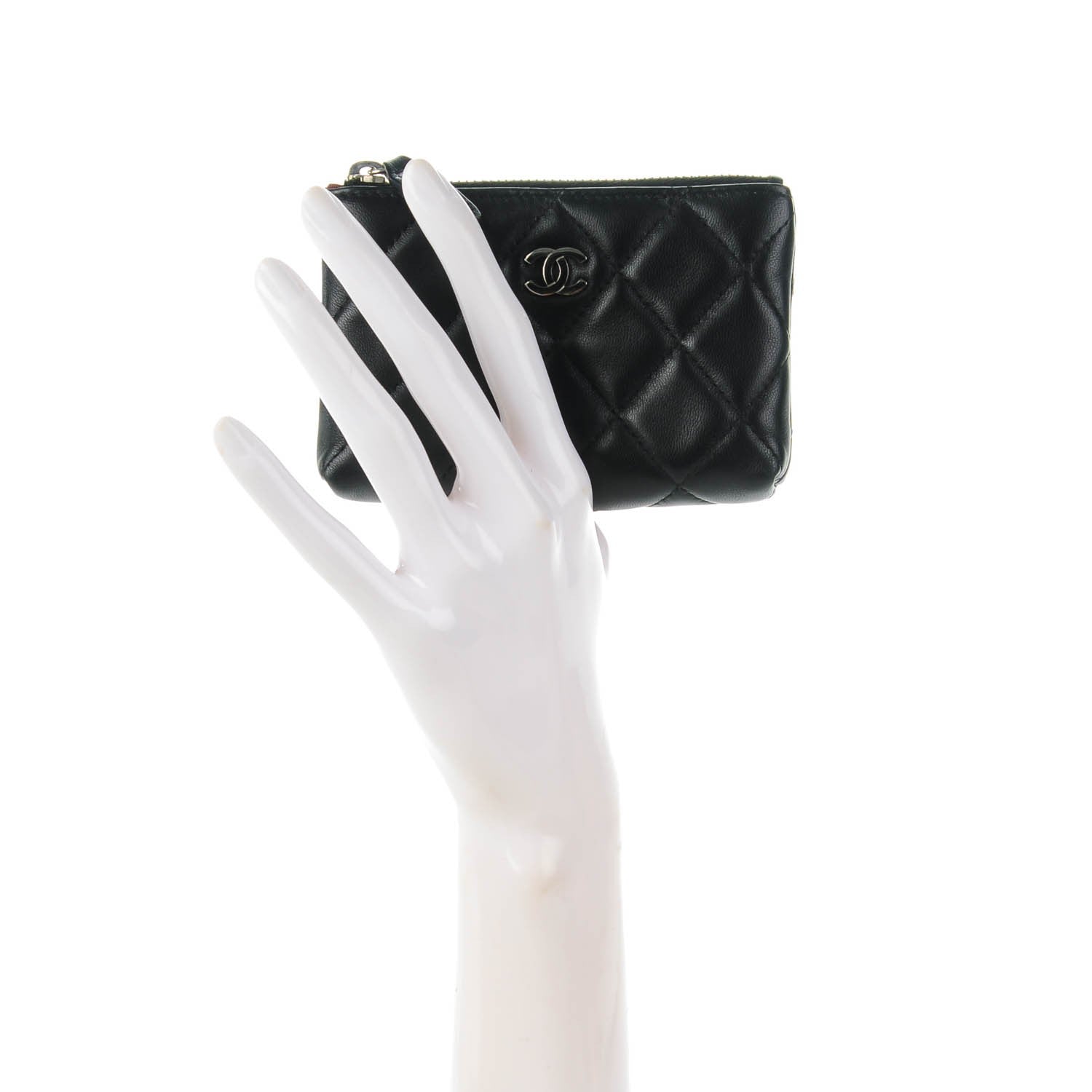 Chanel Lambskin Quilted Key Holder Case Black 2 of 7