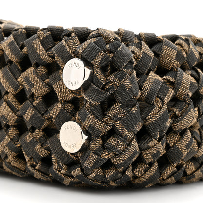 Fendi Fabric Jacquard FF 1974 Woven Knotted Mini Peekaboo I SEE U Satchel Tobacco Moro 11 of 13