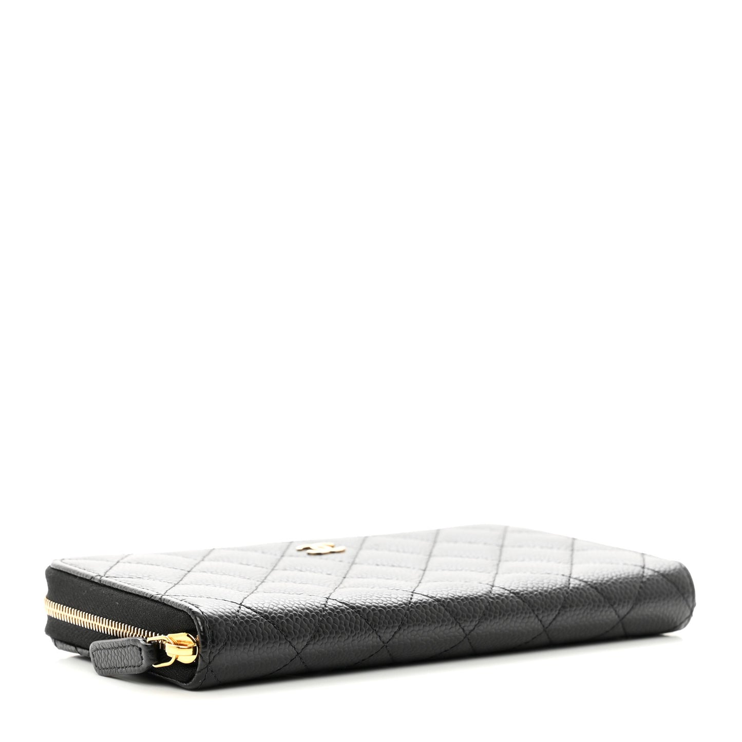 Caviar Quilted Large Gusset Zip Around Wallet Black