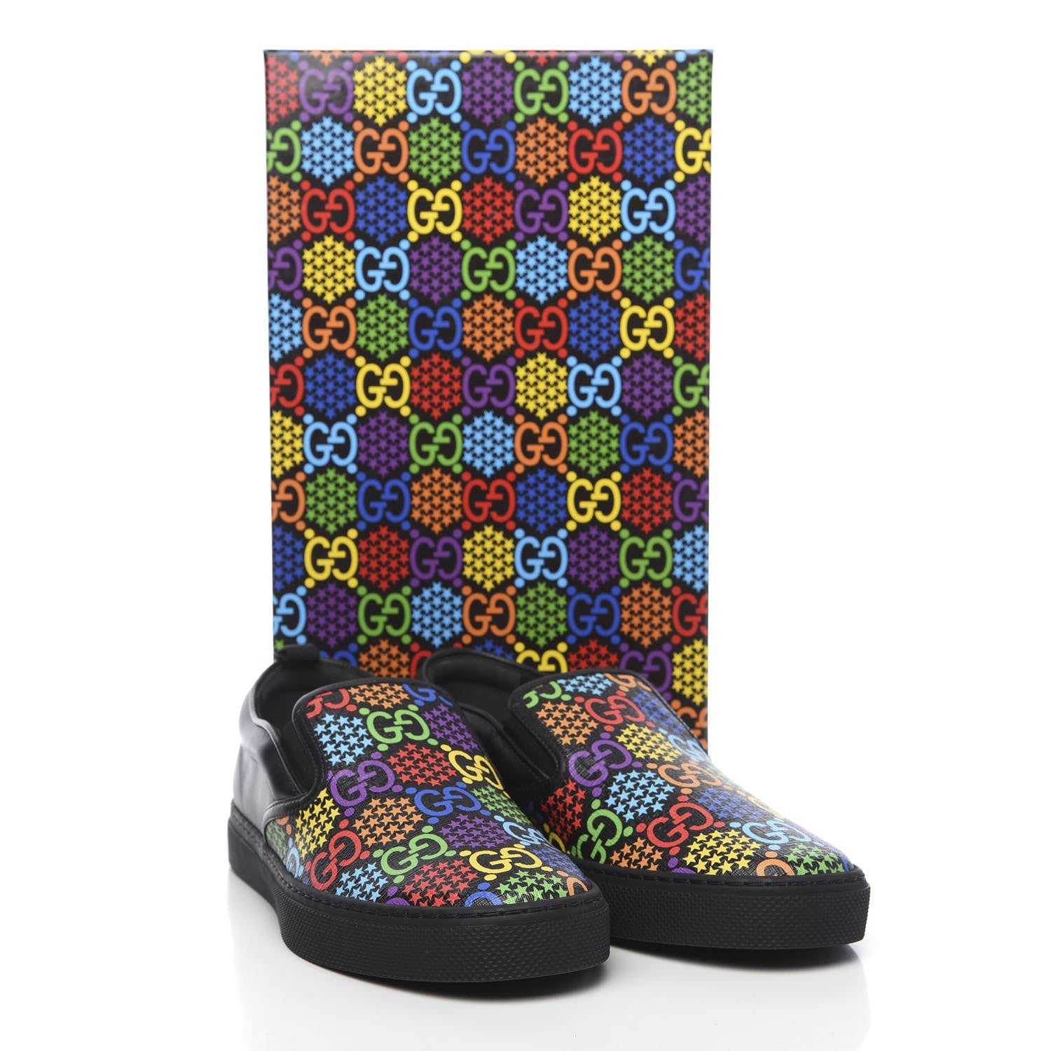 Gucci GG Supreme Monogram Psychedelic Mens Slip On Sneakers 8 Black Multicolor 8 of 8