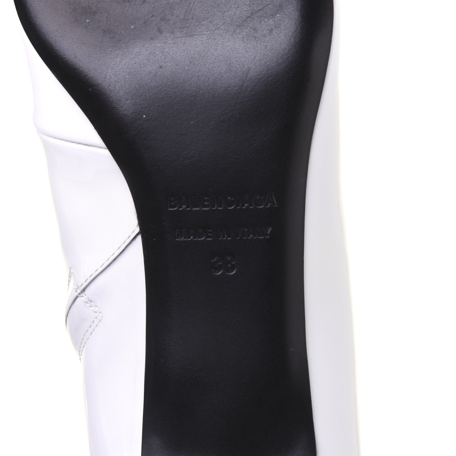Balenciaga Patent BB Pointy Toe Ankle Booties 38 Optical White 7 of 13
