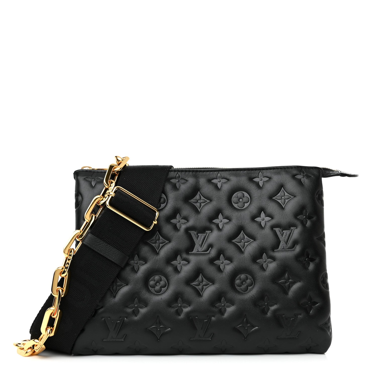 Louis Vuitton Lambskin Embossed Monogram Coussin PM Black 1 of 10