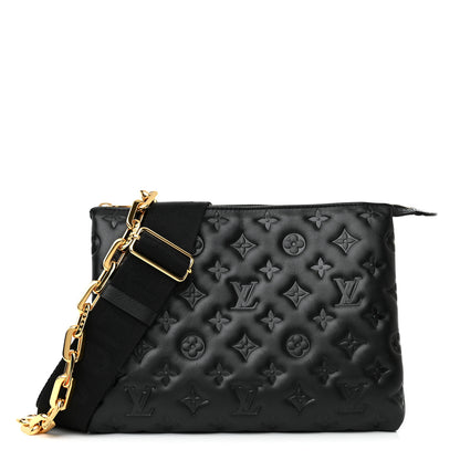 Louis Vuitton Lambskin Embossed Monogram Coussin PM Black 1 of 10